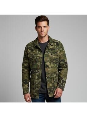 Men’sYoung & Reckless Cotton Camo Jacket Collar Embroidered Size Small
